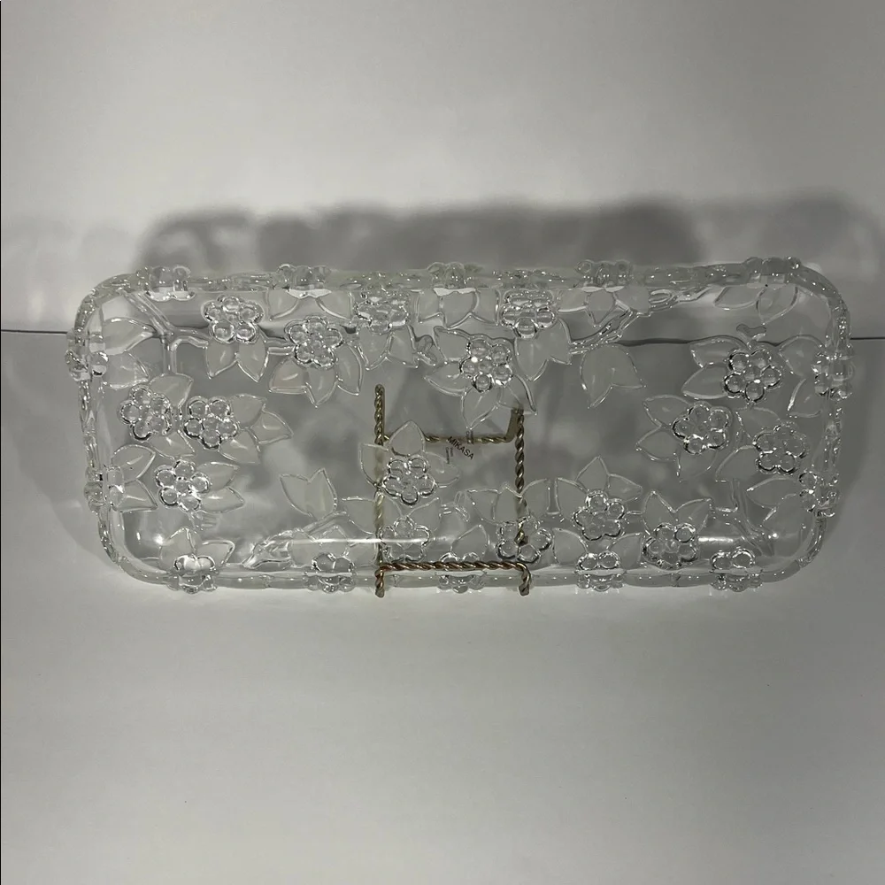 Mikasa West Germany Clear Serving Dish/Tray Floral Walther Crystal - Picture 1 of 5
